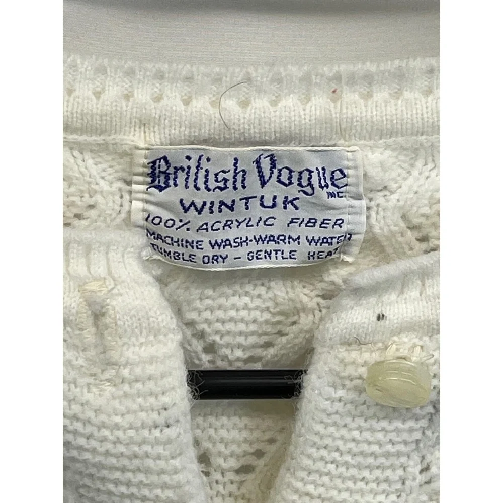 Vintage British Vogue Womens‎ Off White Cottagecore WINTUK Cardigan